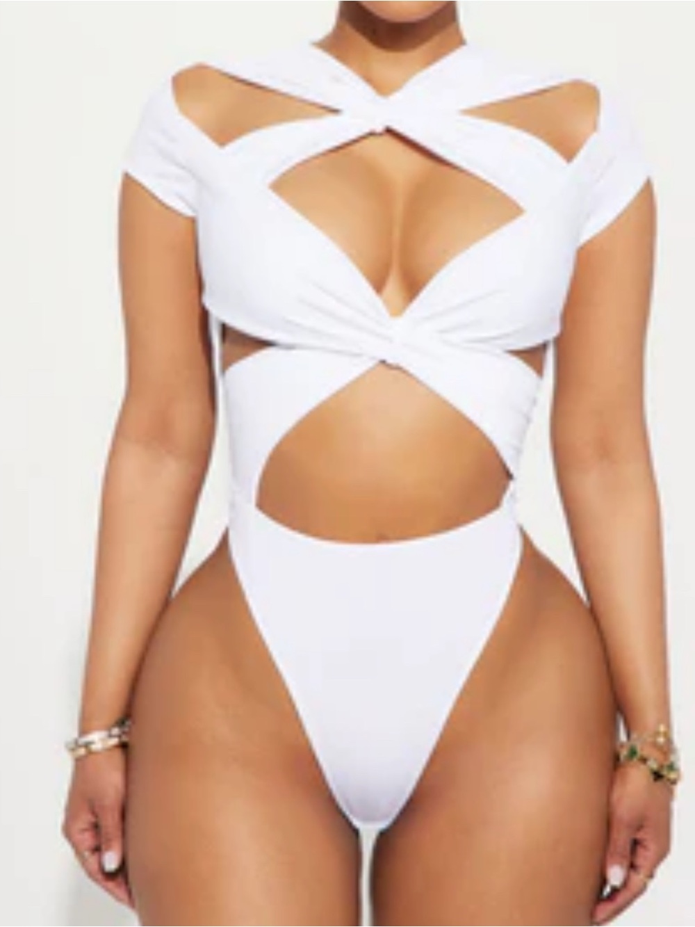 White Cutout One-Piece Swimsuit - Brand: